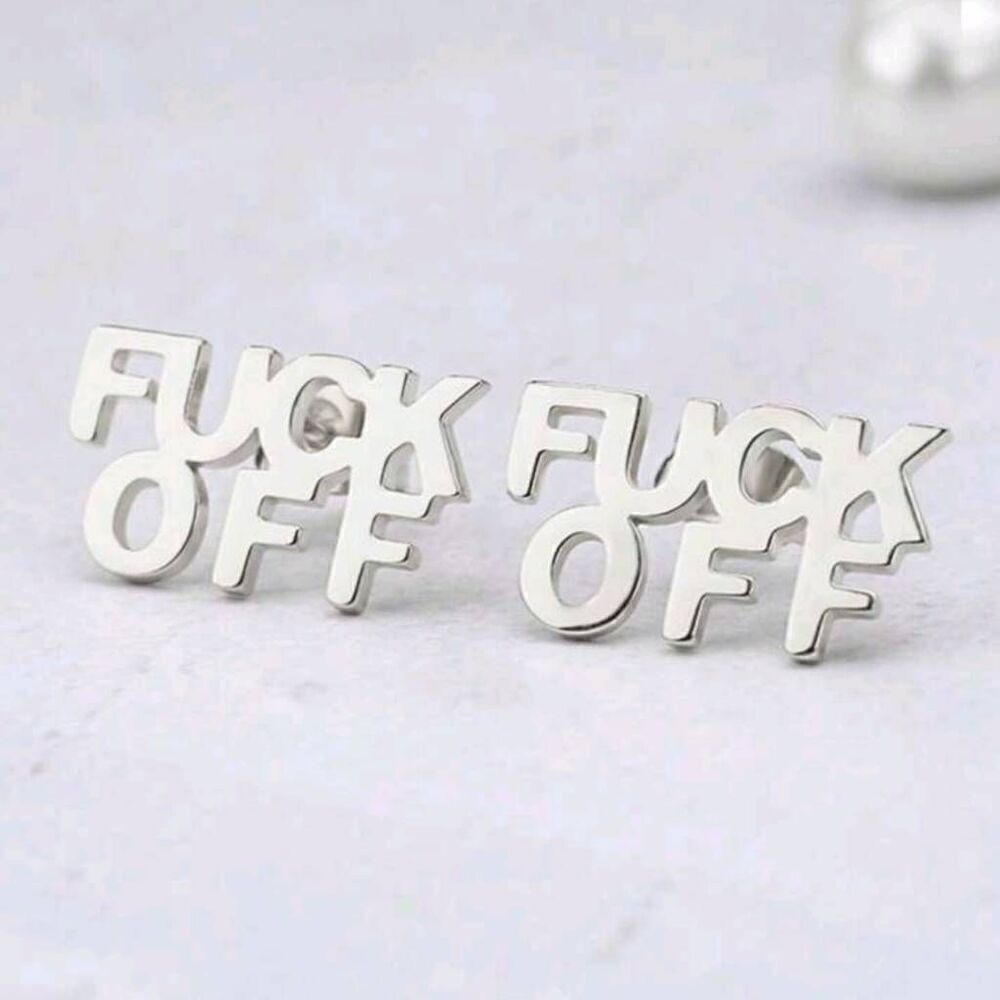 New, Punk Style Silver F**K O** Fashion Letter Stud Earrings